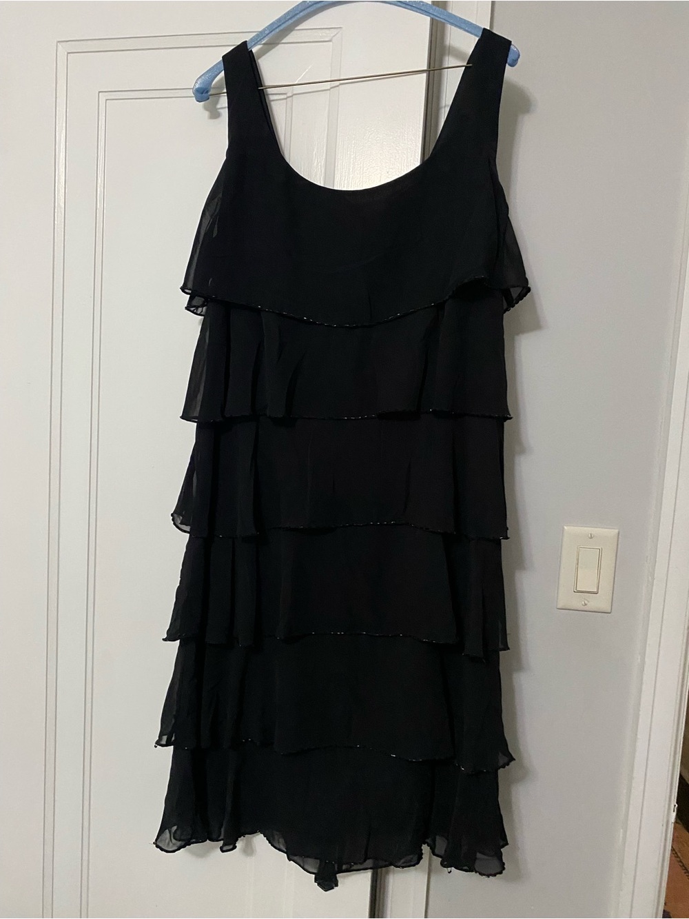 Patra Black Layered Ruffle Cocktail Dress